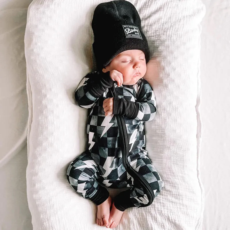 Newborn Checkered Lightning Jumpsuit-visikids