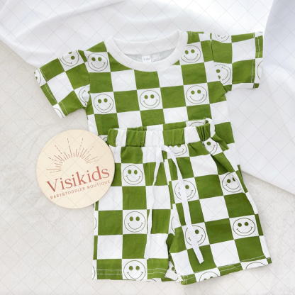 Baby Checkered Smiley Set