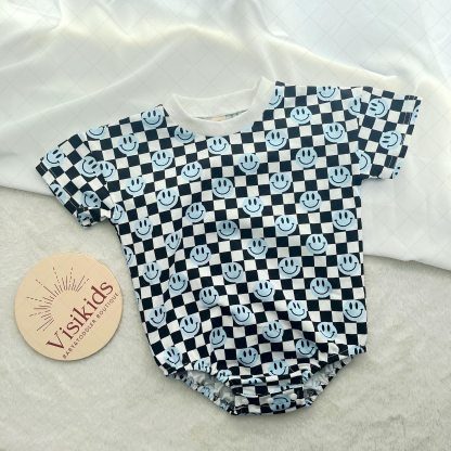 Baby Smiley Checkered Romper-visikids
