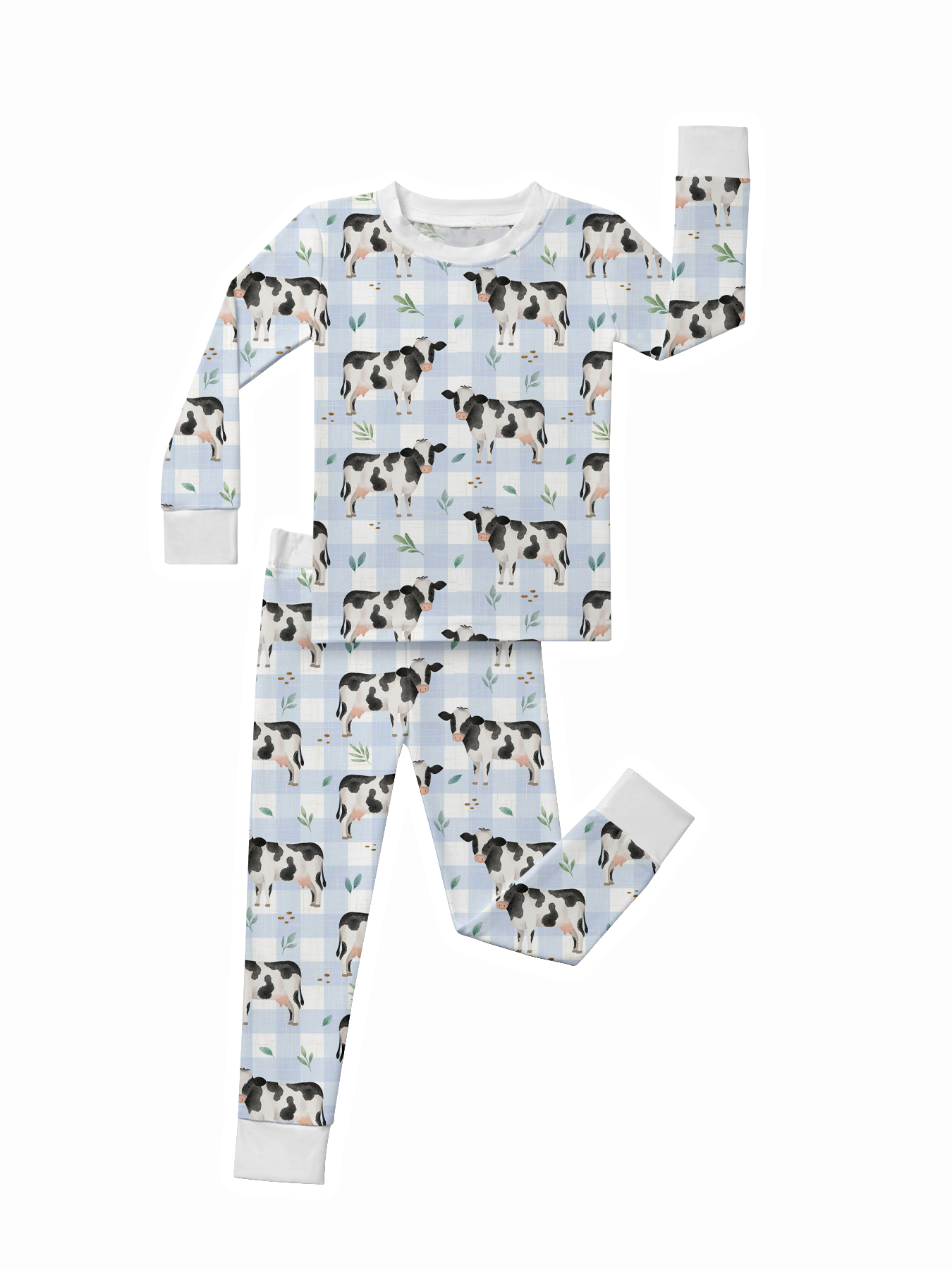 Toddler Checkered Cow Bamboo Set