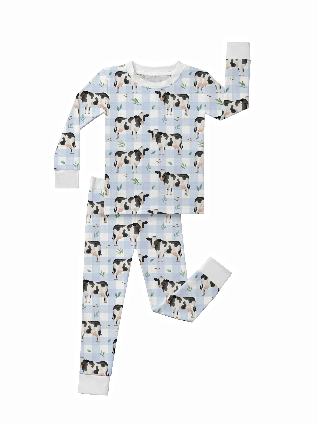 Toddler Checkered Cow Bamboo Set