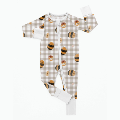 Newborn Checkered Bee Bamboo Sleeper