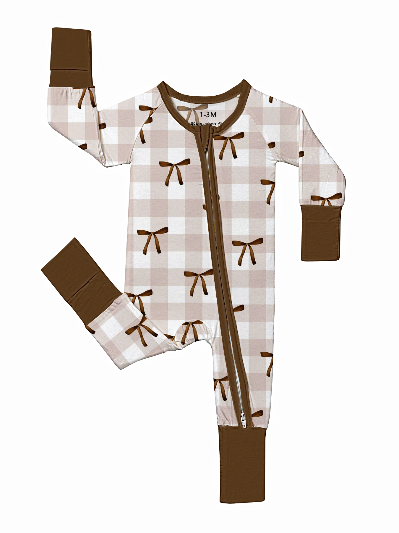 Newborn Bow Checkered Bamboo Sleeper