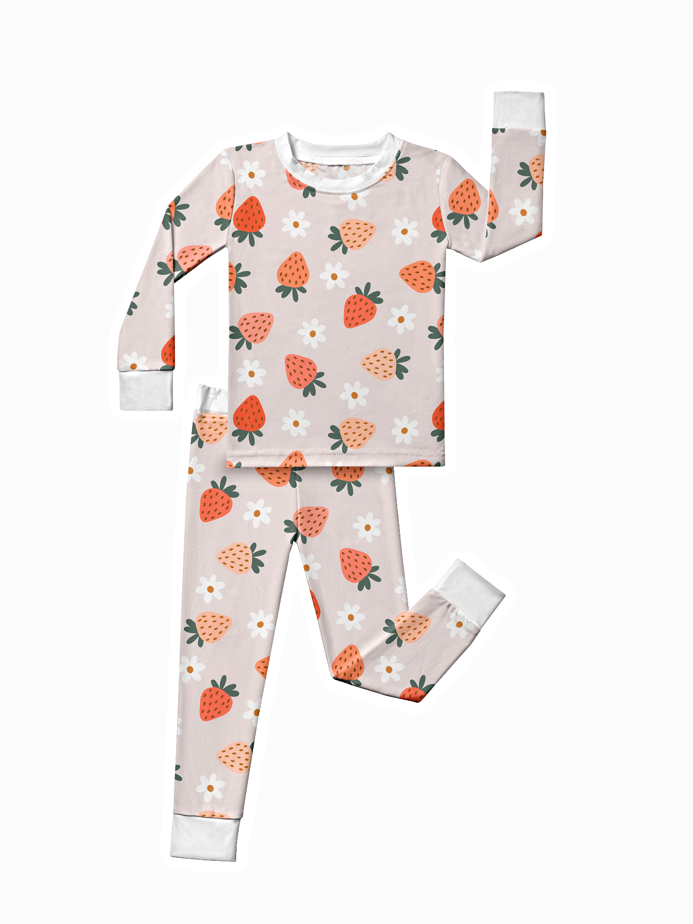 Kid Strawberry Flower Bamboo Set ( 2-6Y )
