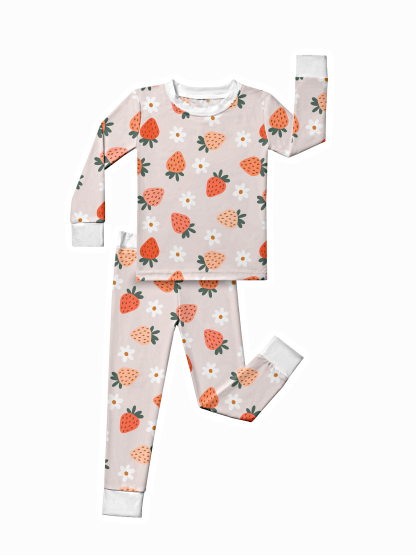Kid Strawberry Flower Bamboo Set ( 2-6Y )