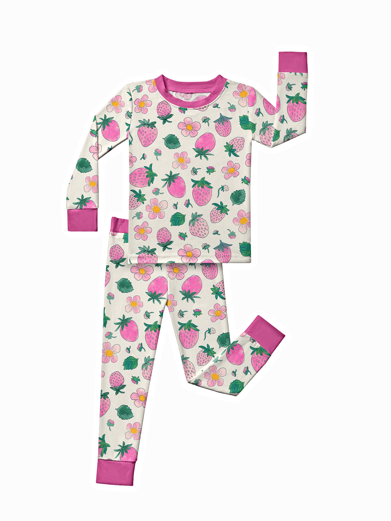 Kid Strawberry Flower Bamboo Set ( 2-6Y )
