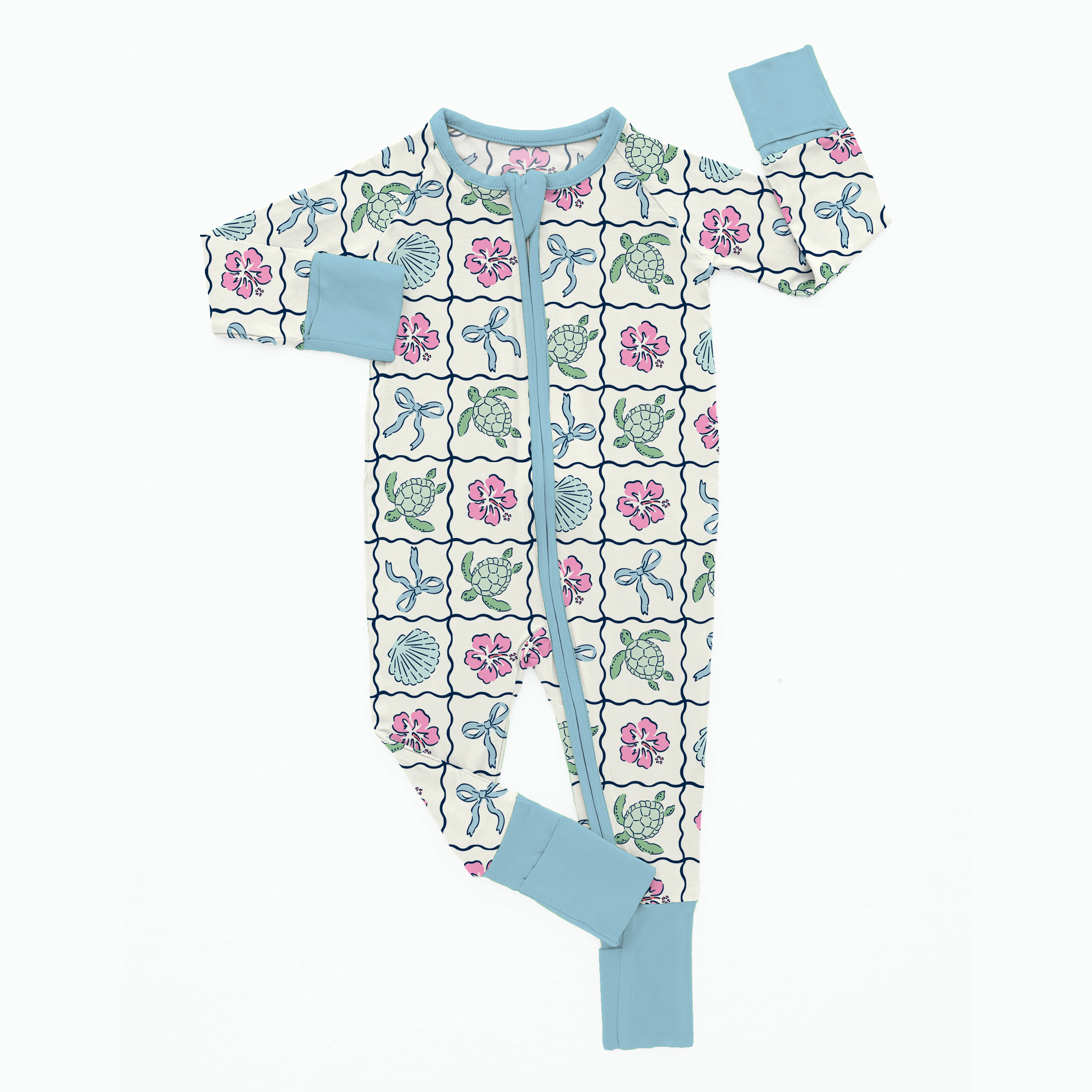 Newborn Turtles Shell Bow Flower Bamboo Sleeper