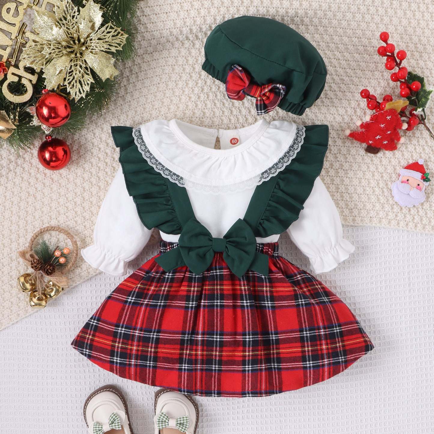 Newborn Christmas Grid Dress