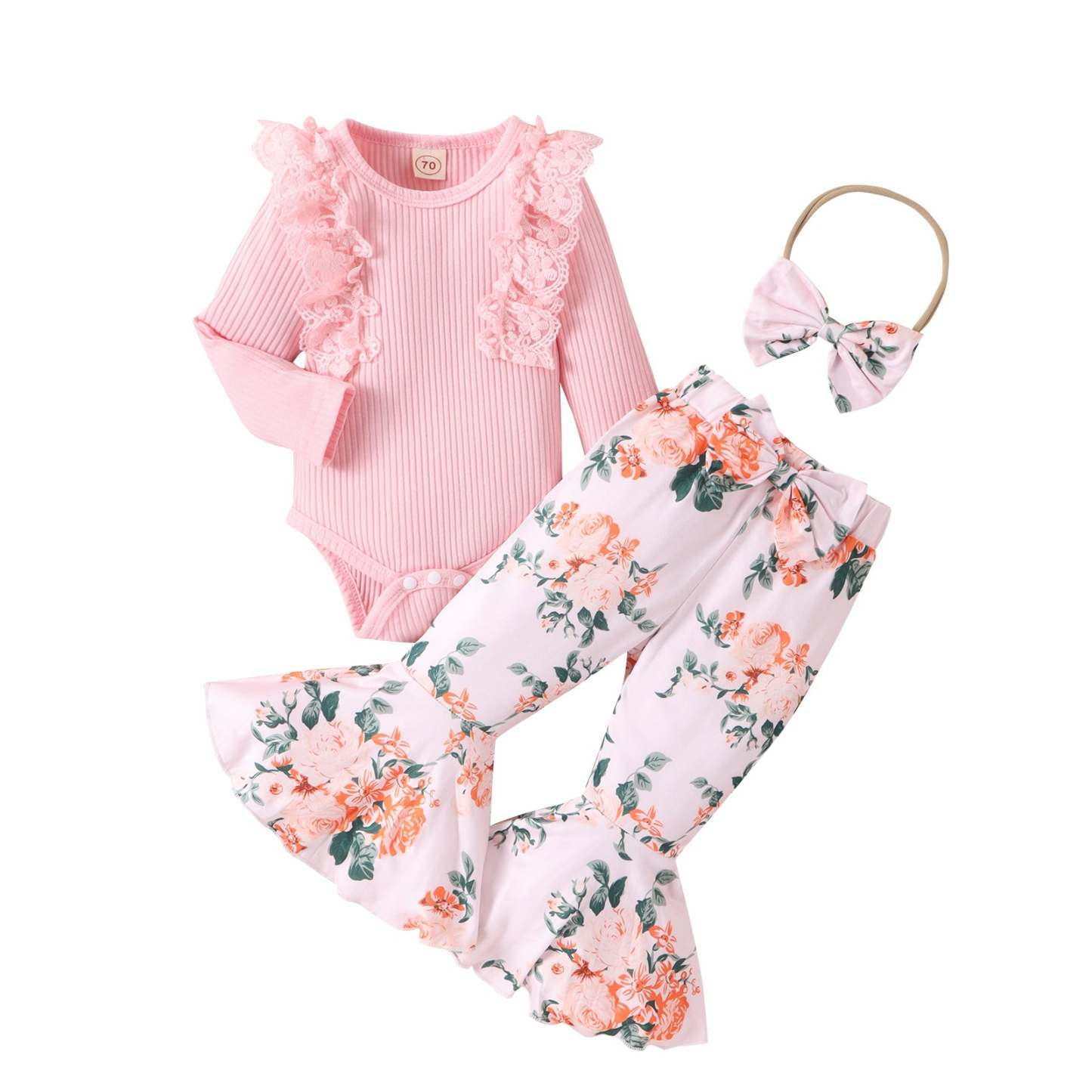 Baby Bell-bottomed  Set With Headband
