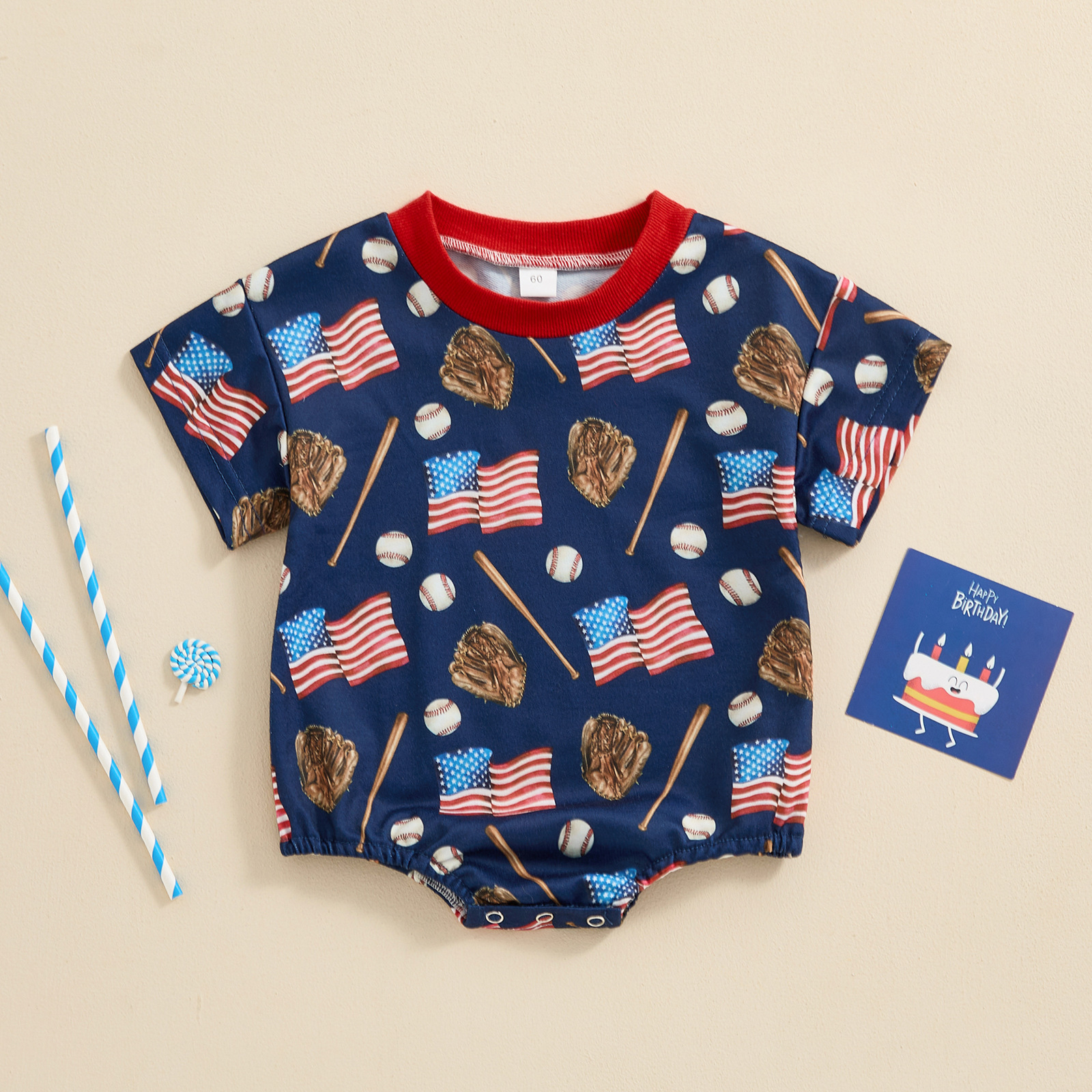 Baby Independence Day Baseball Romper