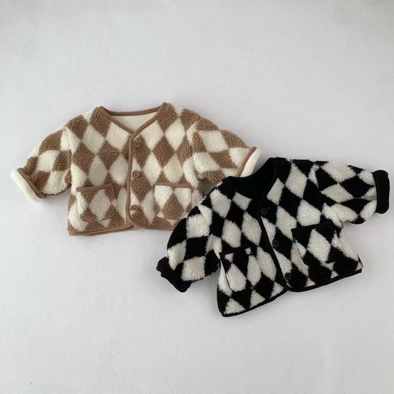 Baby Neutral Checkered Coat