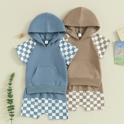 Baby Checkerd Hooded Set