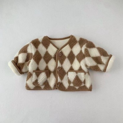 Baby Neutral Checkered Coat