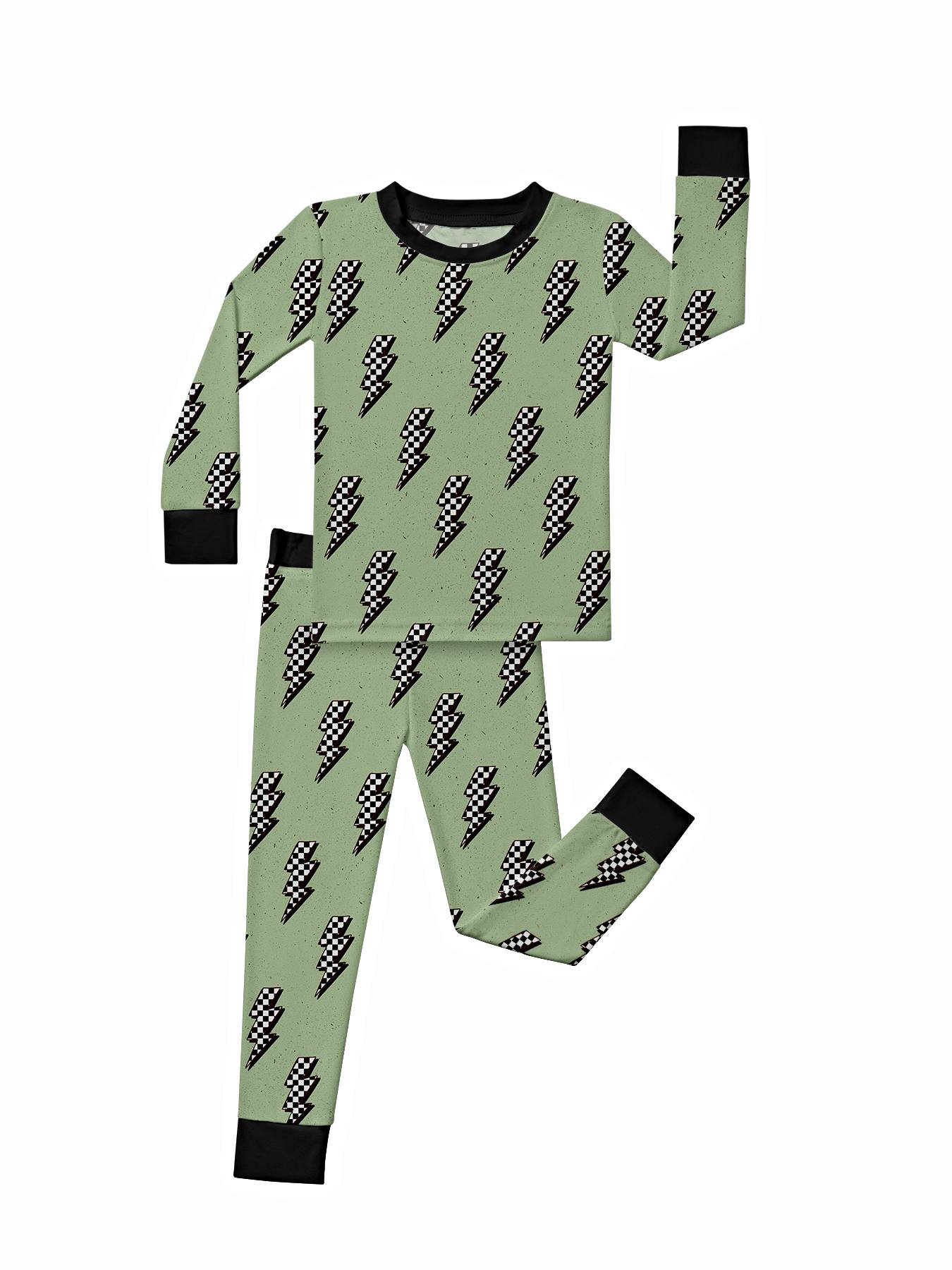 Kid Checkered Lightning Bamboo Set ( 2-6Y )