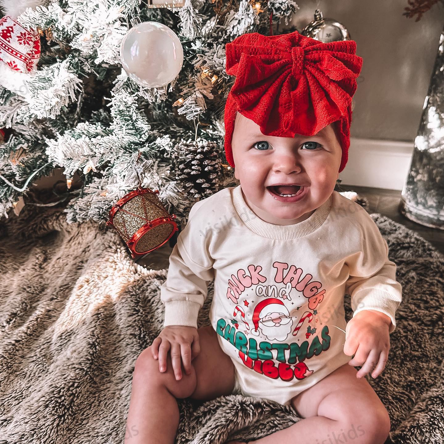 Baby Thick Thighs And Christmas Vibes Romper