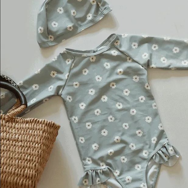 [Copy]Toddler Girl Swimsuit With Cap