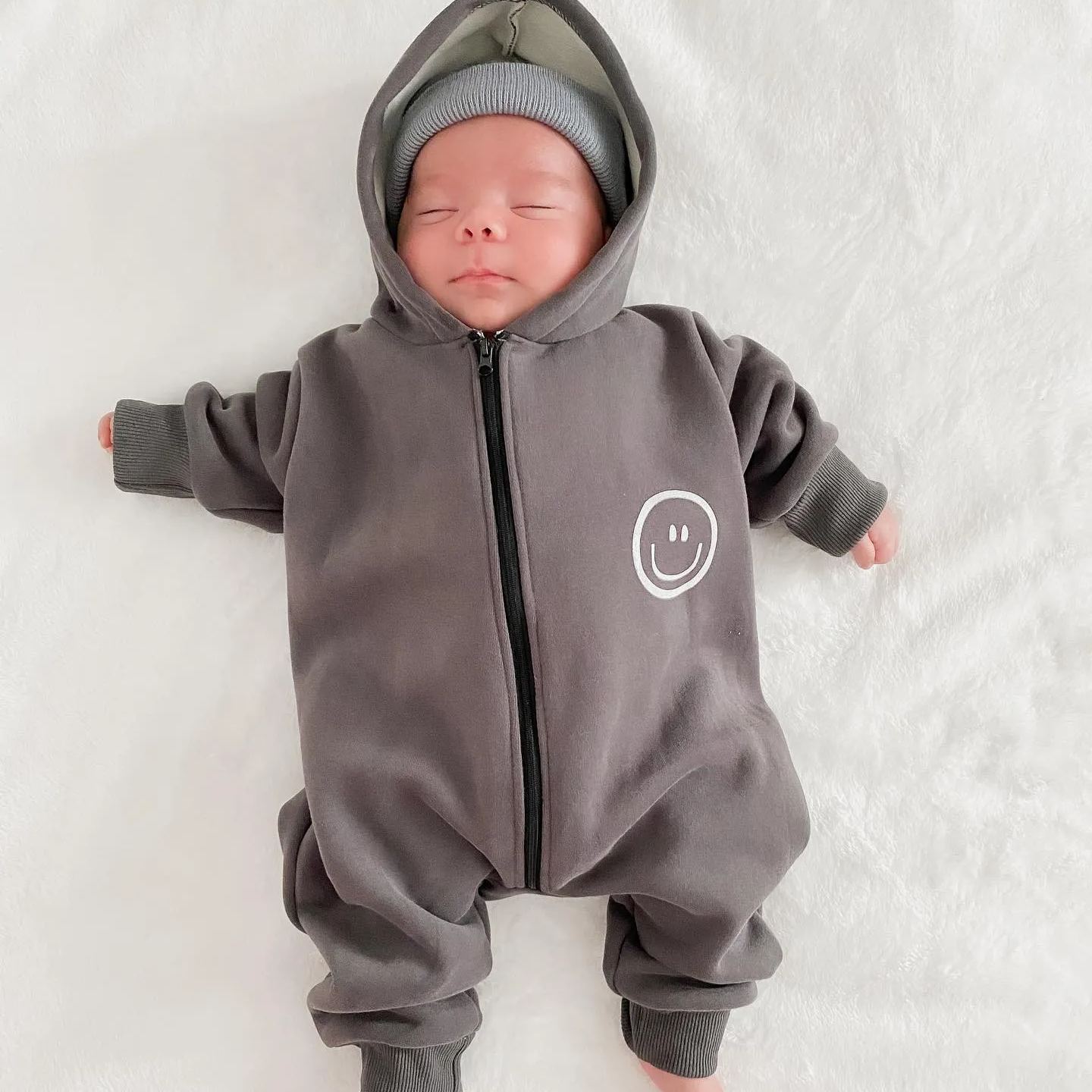 Baby Happy Face Hooded Jumpsuit