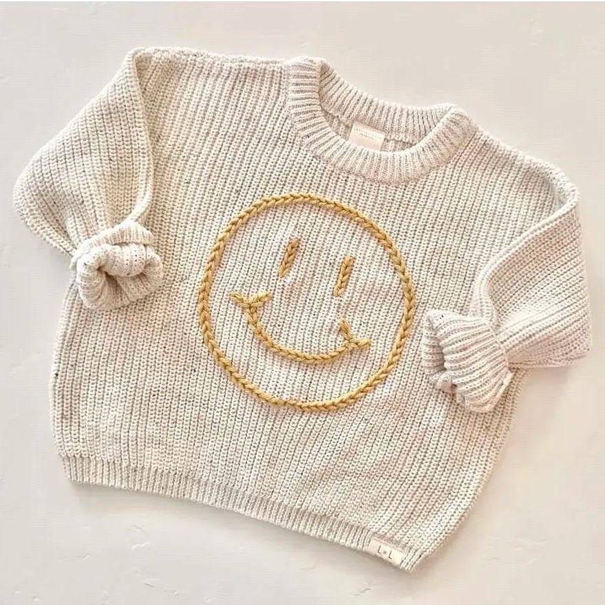 Baby Smiley Embroidery Custom Sweater