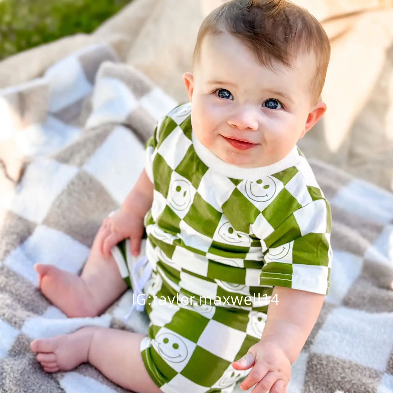 Baby Checkered Smiley Set