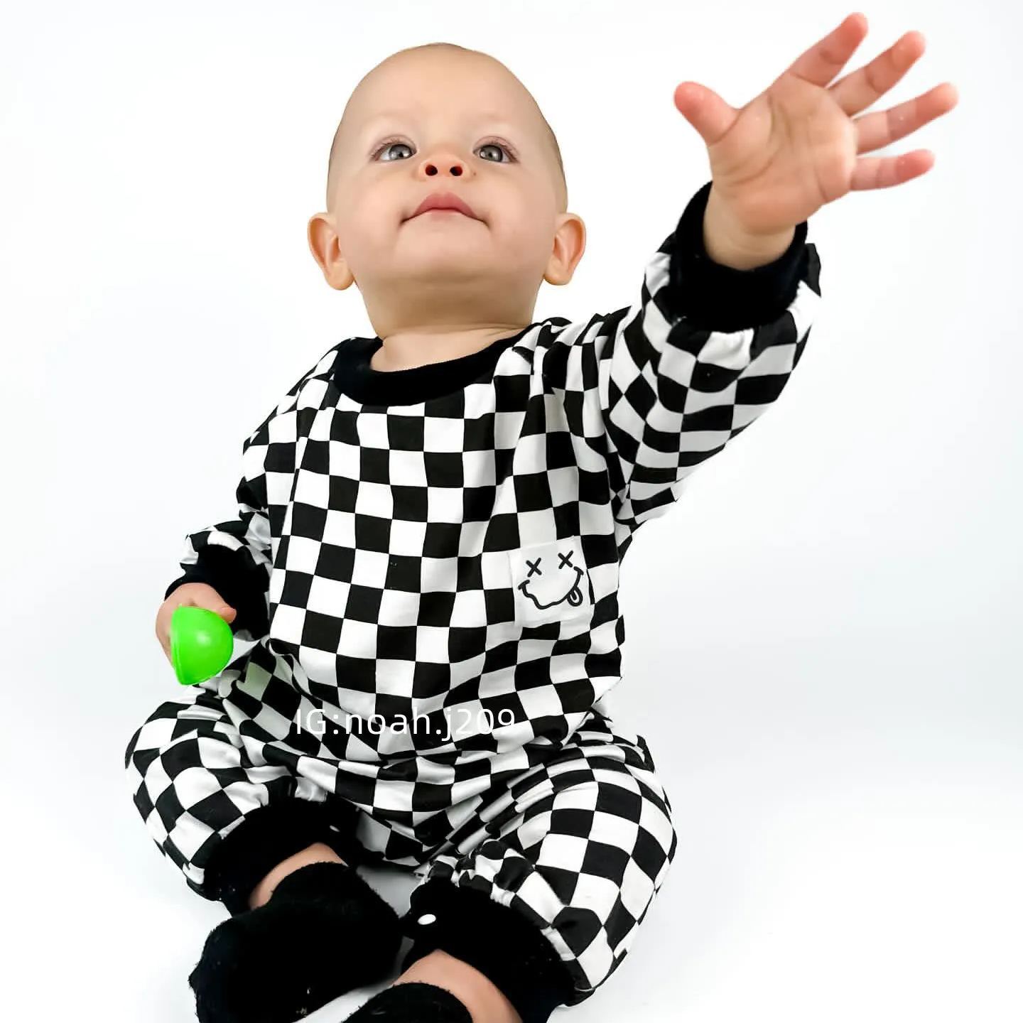 Baby Smiley Checkered Jumpsuit