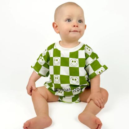 Baby Checkered Smiley Romper