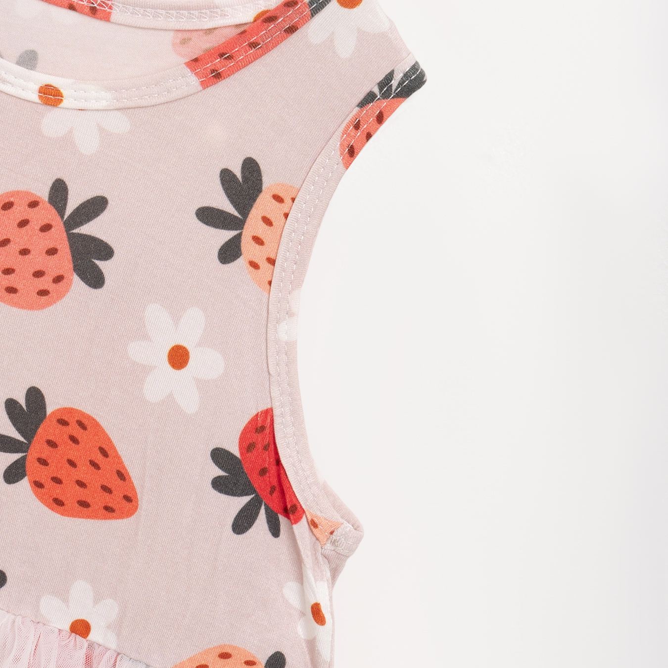 Kid Strawberry Flowers Bamboo Mesh Dress