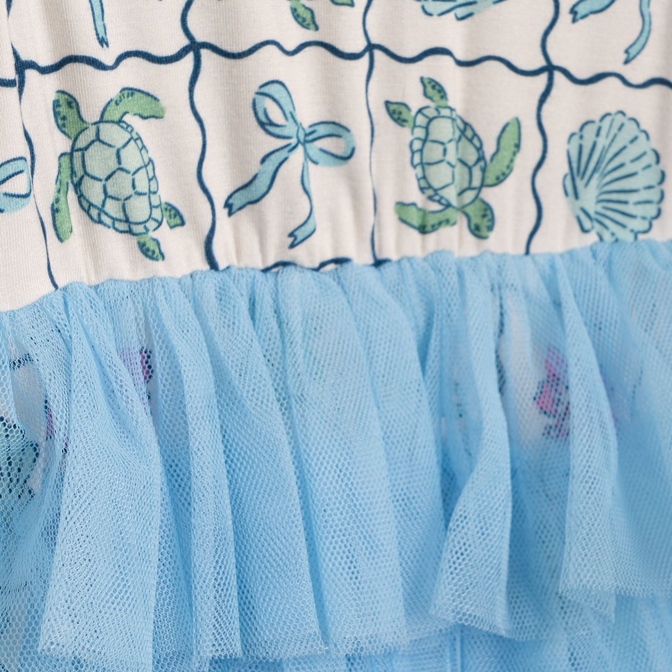 Kid Turtle Shell Flower Bamboo Mesh Dress ( 2-8Y)
