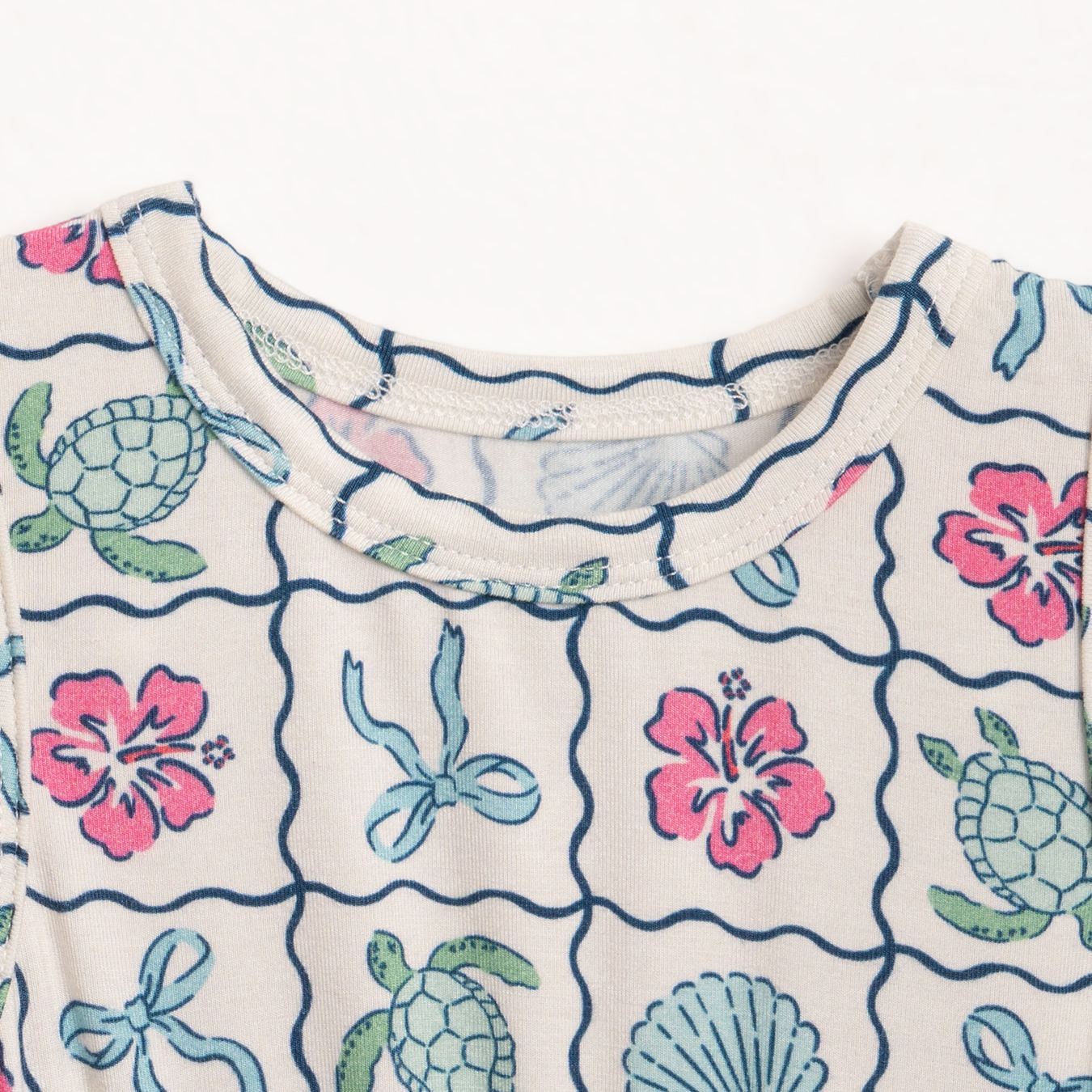 Kid Turtle Shell Flower Bamboo Mesh Dress ( 2-8Y)
