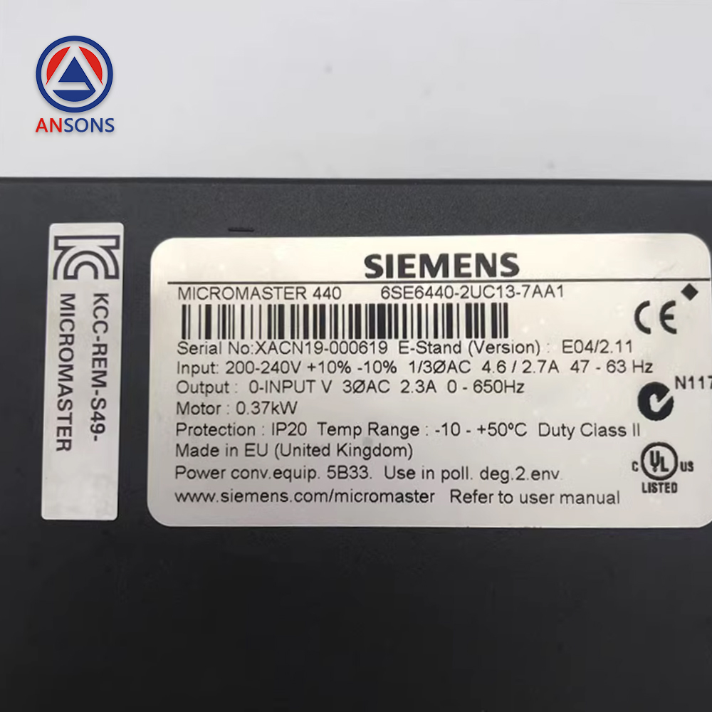Siemens Elevator Door Inverter Drive Controller MICROMASTER440 6SE6440-2UC13-7AA1 Ansons Lift Spare Parts