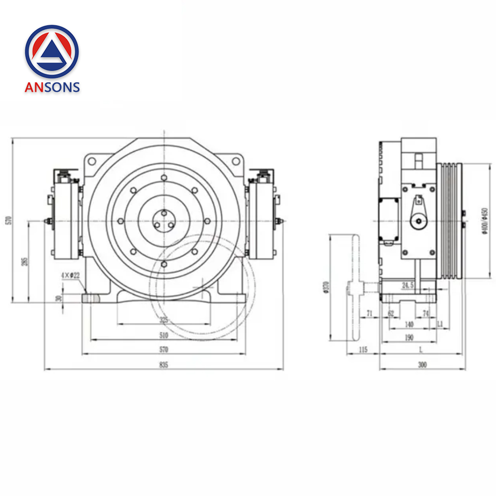MONADRIVE Elevator Traction Machine MCK200 Gearless Motor 380V 220V Load 630-1150kg Ansons Lift Spare Parts