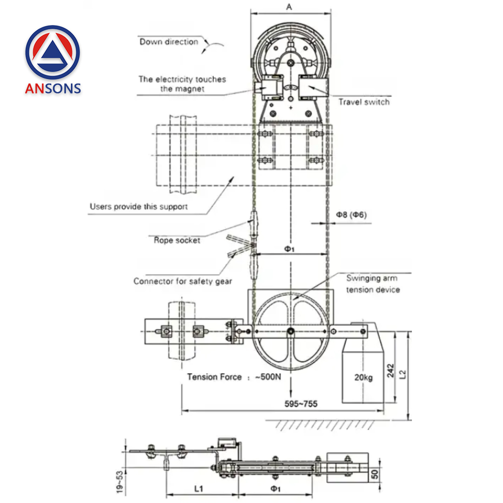 Hebei Dongfang Elevator Governor Overspeed WXS1 WXS2 WXS3 WXS4 WXS5 WXS6 AC22V DC24V Ansons Lift Spare Parts