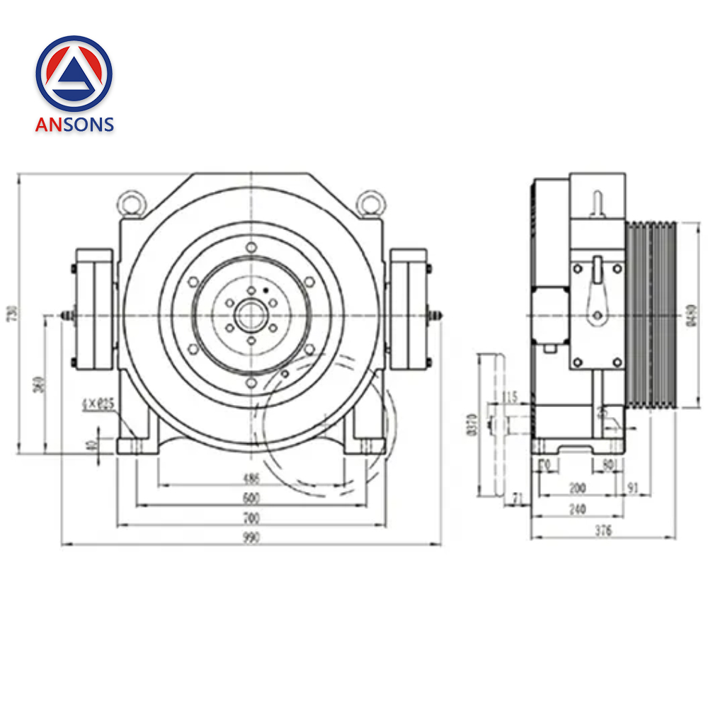 Montanari Elevator Traction Machine MCK500 Gearless Motor Ansons Lift Spare Parts