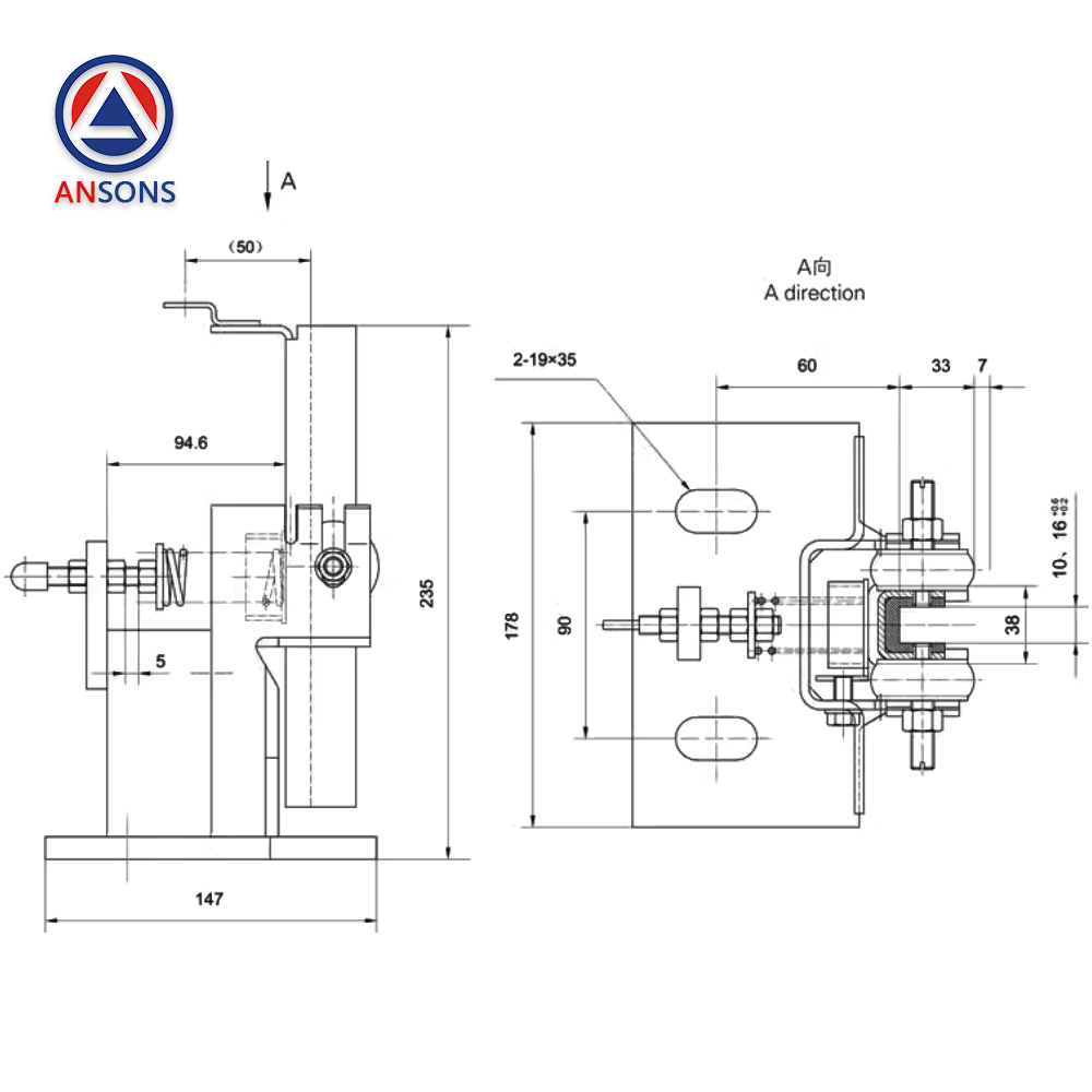 Thyssen Elevator Guide Shoe DX1B DX1BI 16mm 10mm Ansons Lift Spare Parts