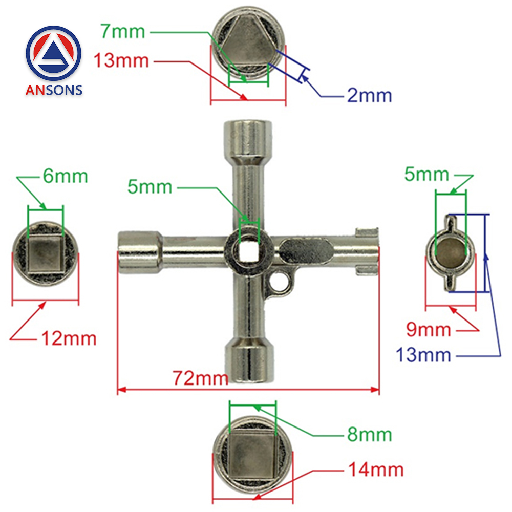 Various Elevaor Triangular Key Door Lift Triangle Key General Ansons Lift Spare Parts