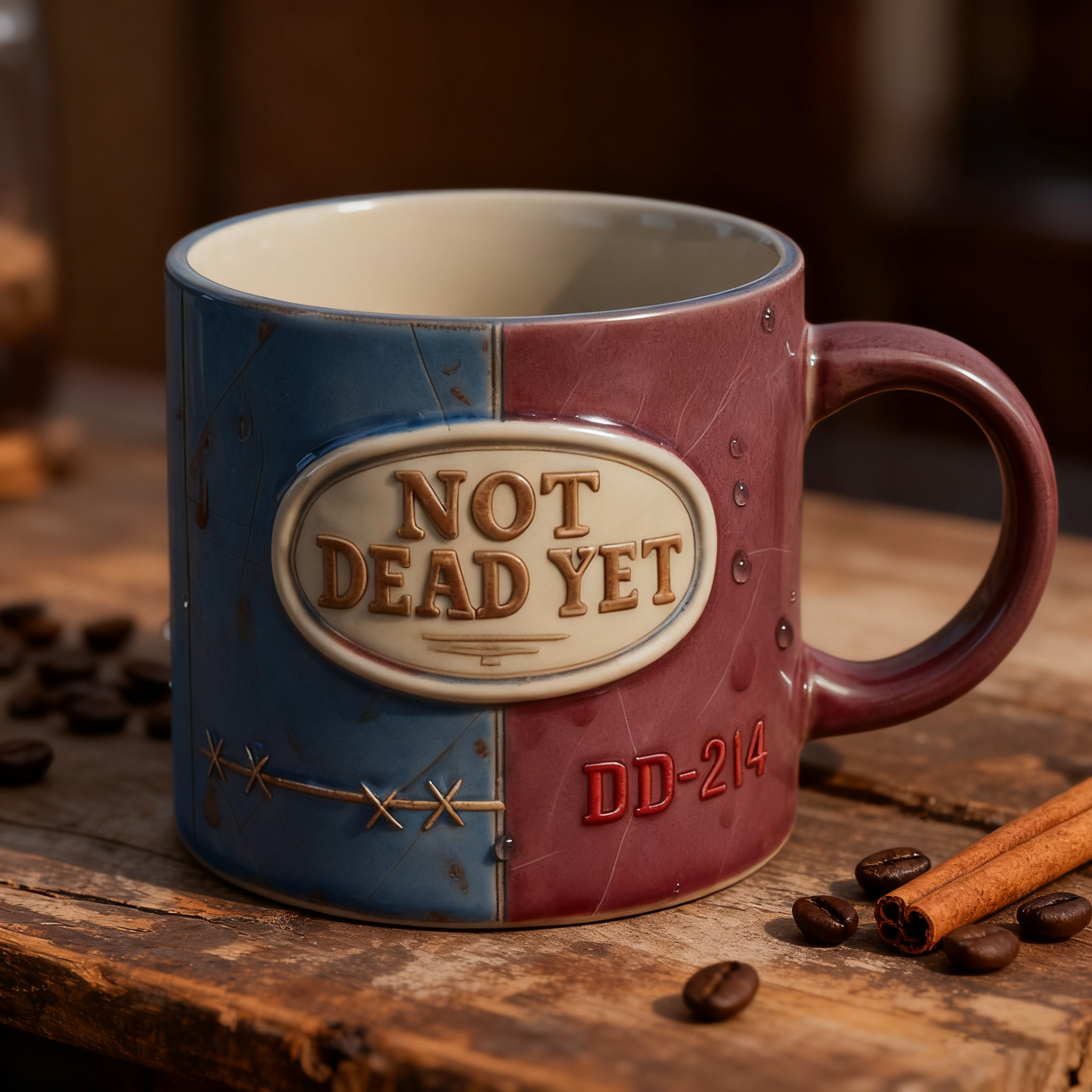 "NOT DEAD YET" Two-Tone Retro Ceramic Mug