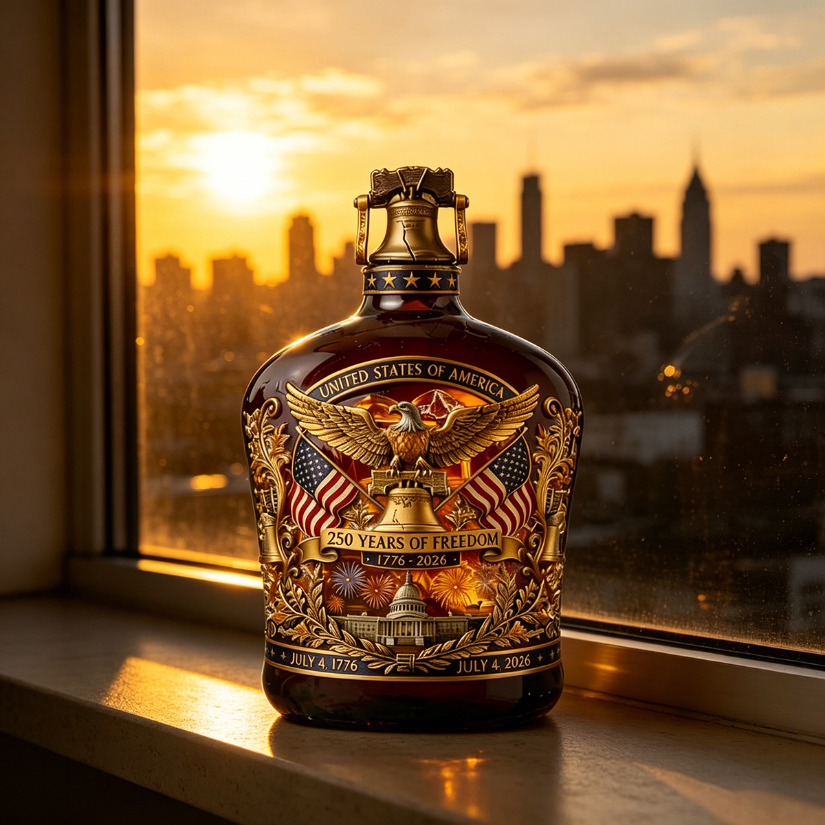 US 250th Anniversary Commemorative Whiskey Bottle