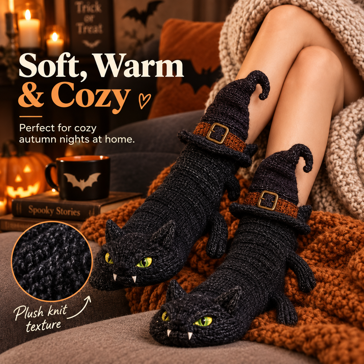 Halloween Creature Sculpted Cozy Floor Socks 🎃