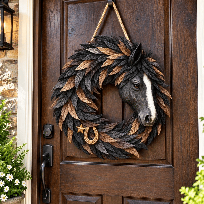 🐴🤎Rustic Horse Head Wreath – Western Farmhouse Wall & Door Decor