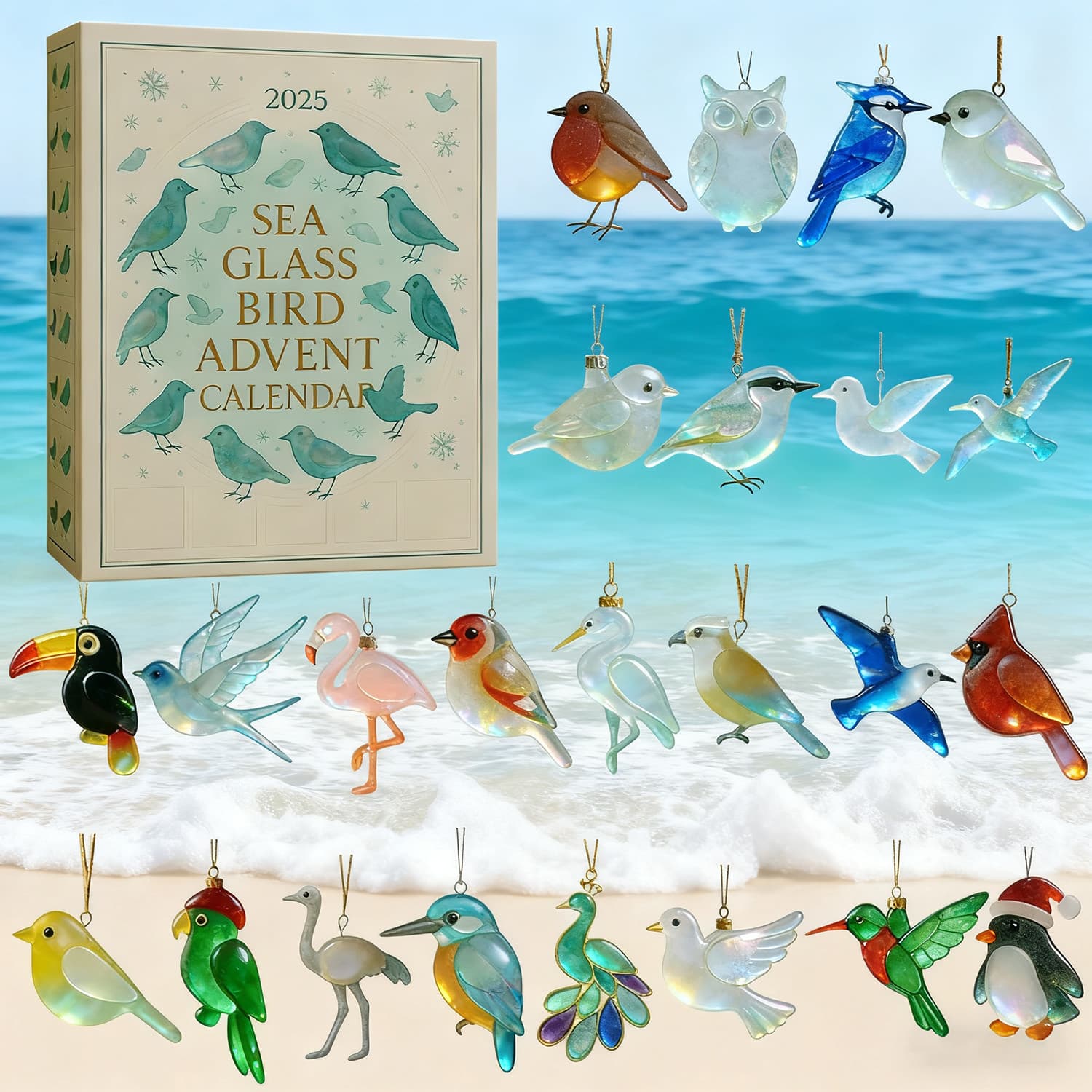 LAST DAY 50% OFF--🐦Sea Glass Bird Advent Calendar 2025