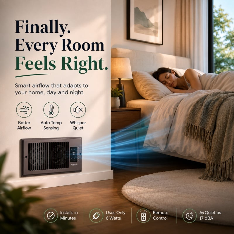 🌬️ Register Booster Fan for 4'' x 10'' Vents - 10-Speed Remote Control