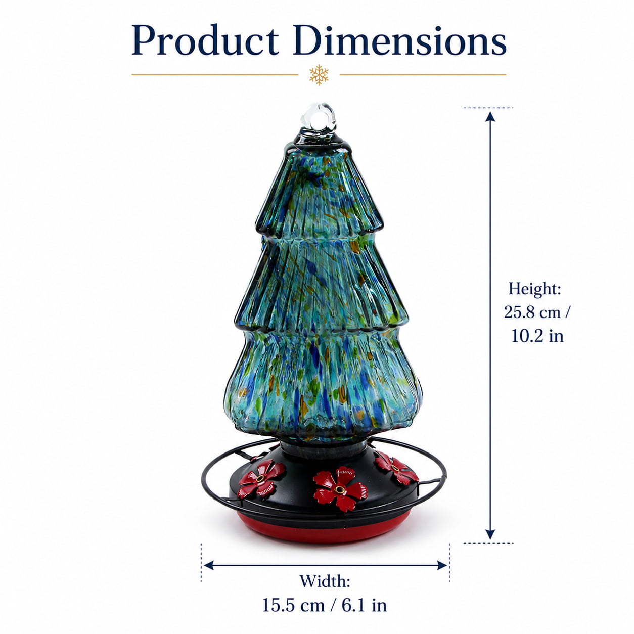 Christmas Tree-Shaped Glass Hummingbird Feeder