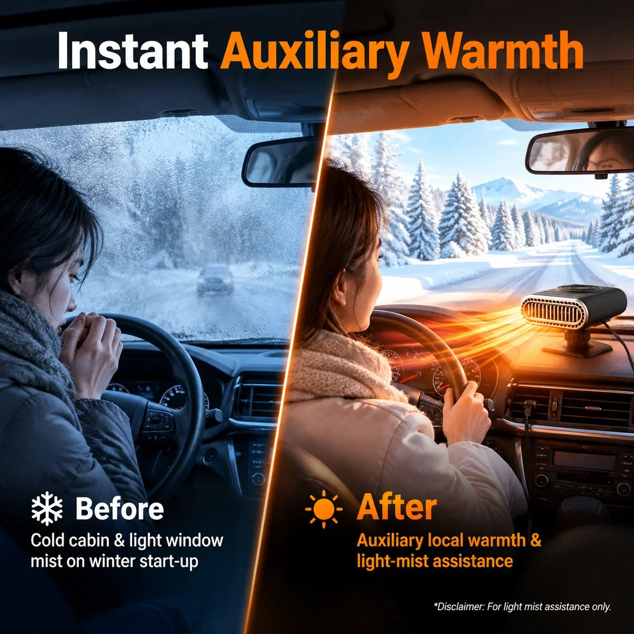 Limited Time Promotion 50% OFF-2-in-1 Portable Car Heater and Windshield Defroster