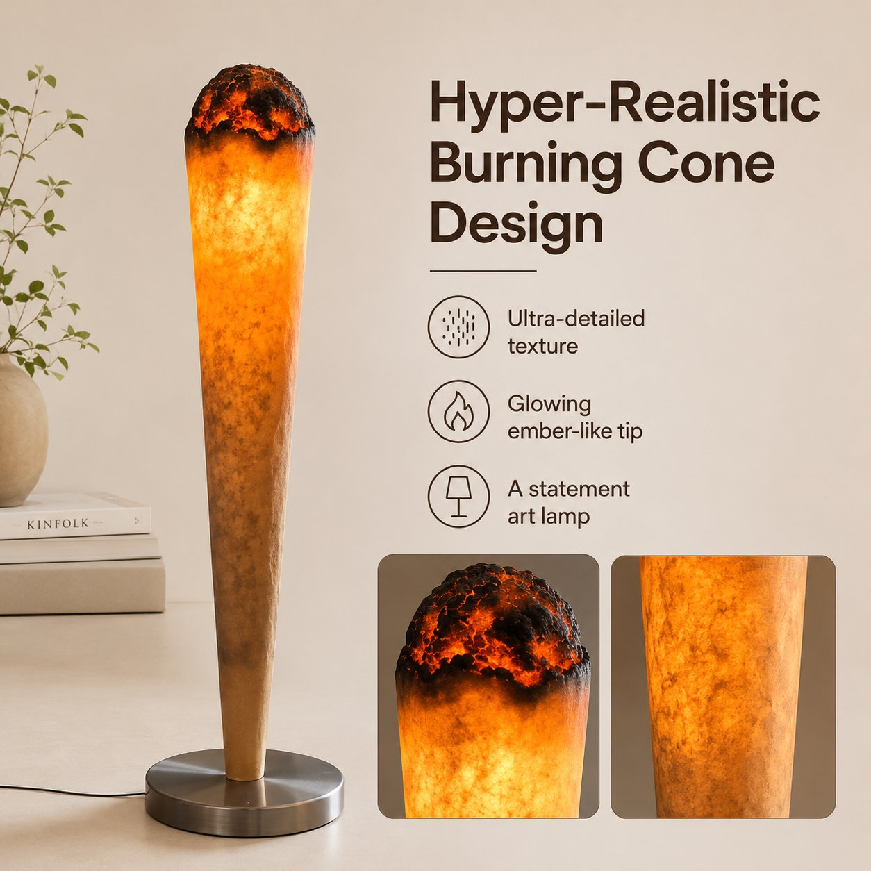 🔥 Giant Burning Cone Floor Lamp