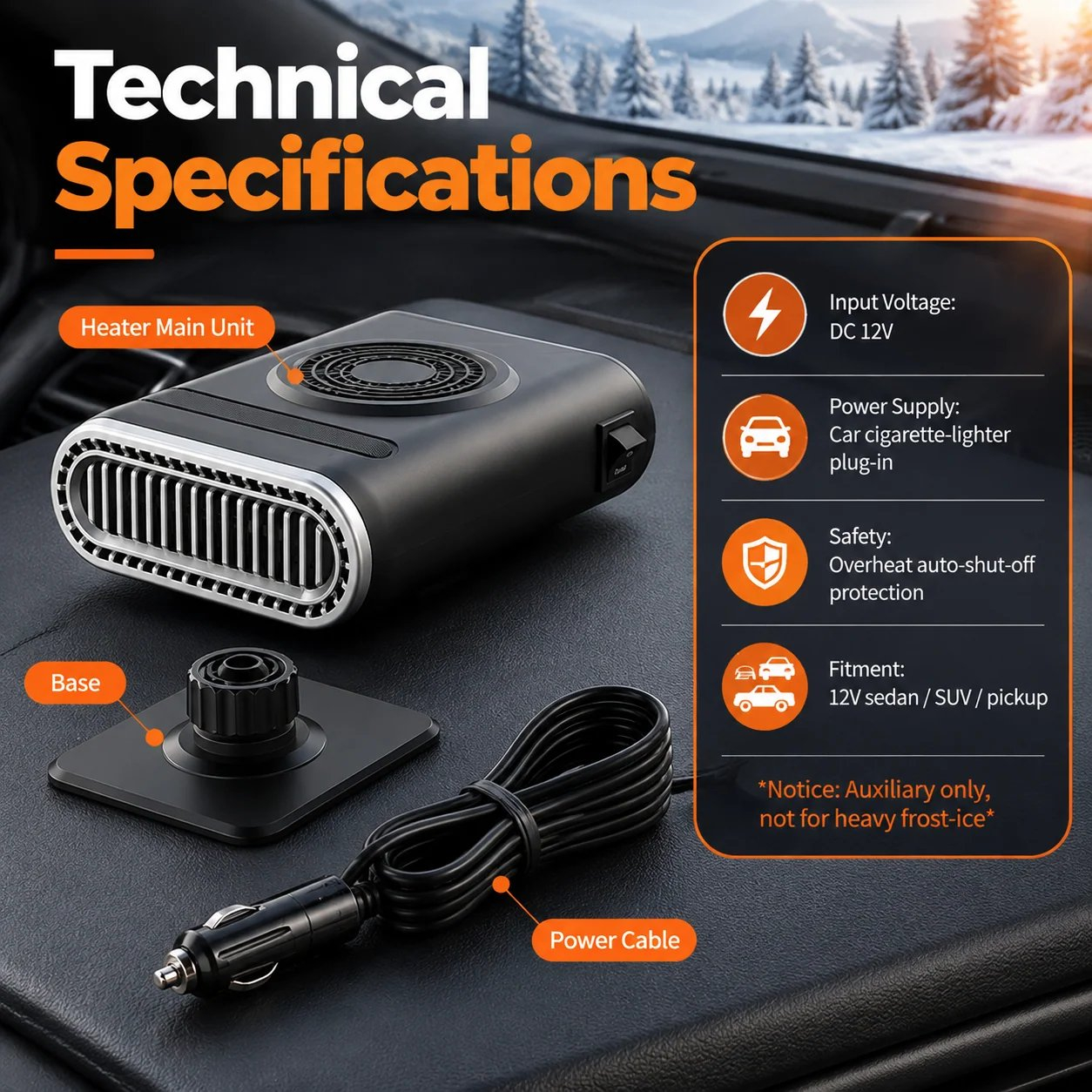 Limited Time Promotion 50% OFF-2-in-1 Portable Car Heater and Windshield Defroster