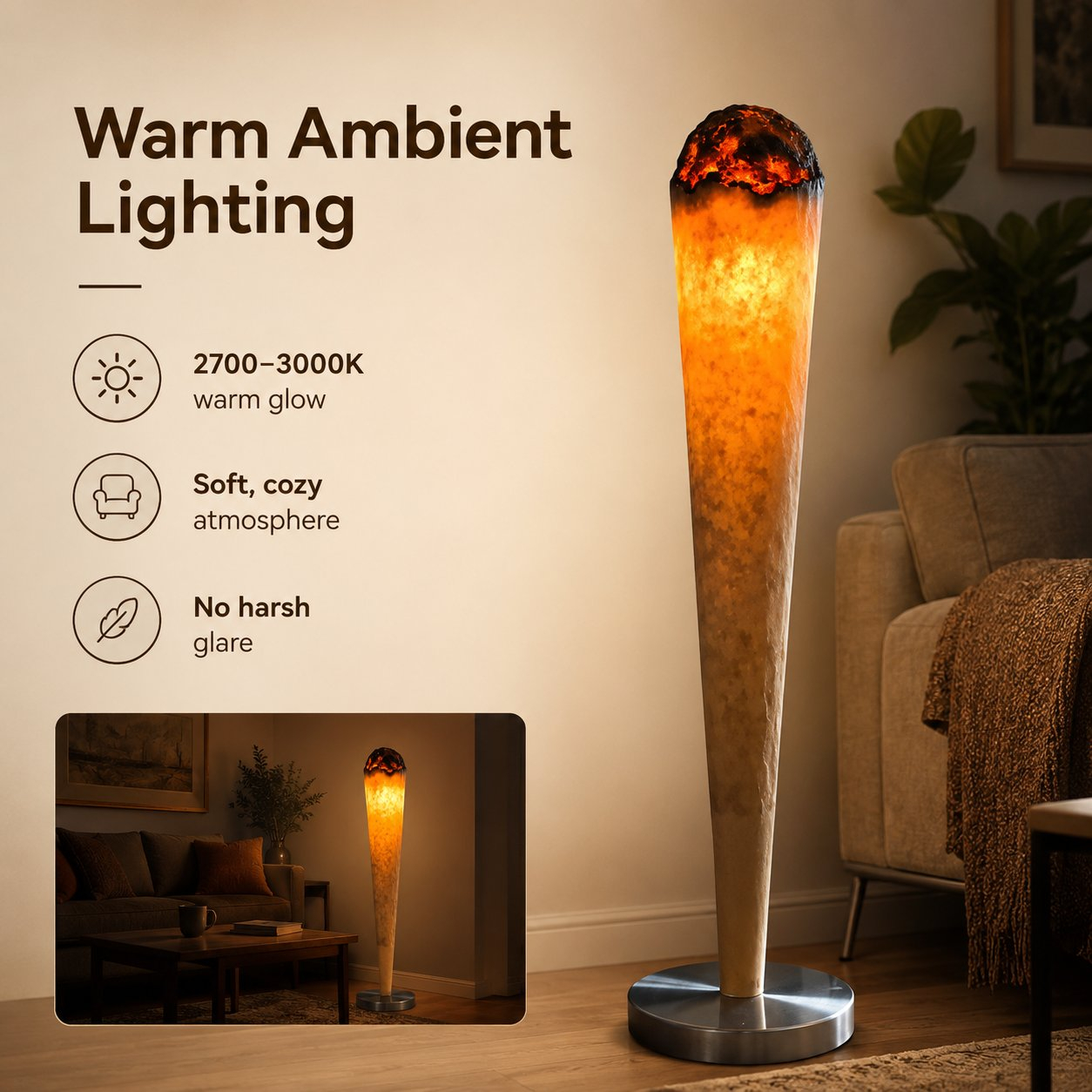 🔥 Giant Burning Cone Floor Lamp