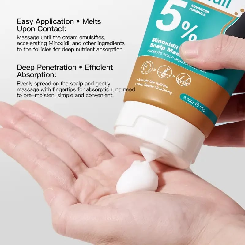 🎁Buy 1 Get 1 Free🎁5% Minoxidil Hair Growth Scalp Massage Cream with Keratin & Ginger