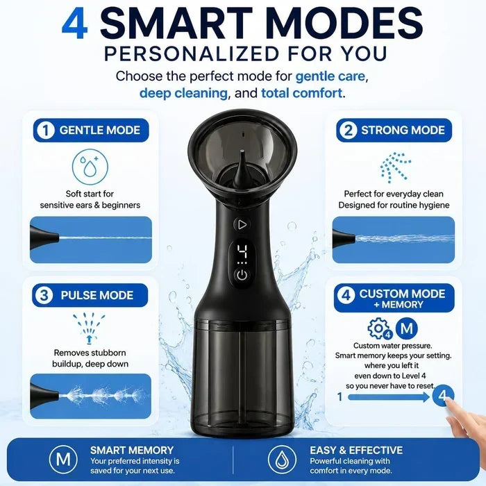 Rechargeable Electric Ear Wax Removal Machine, Dual Tank Waterproof Ear Irrigation Cleaner