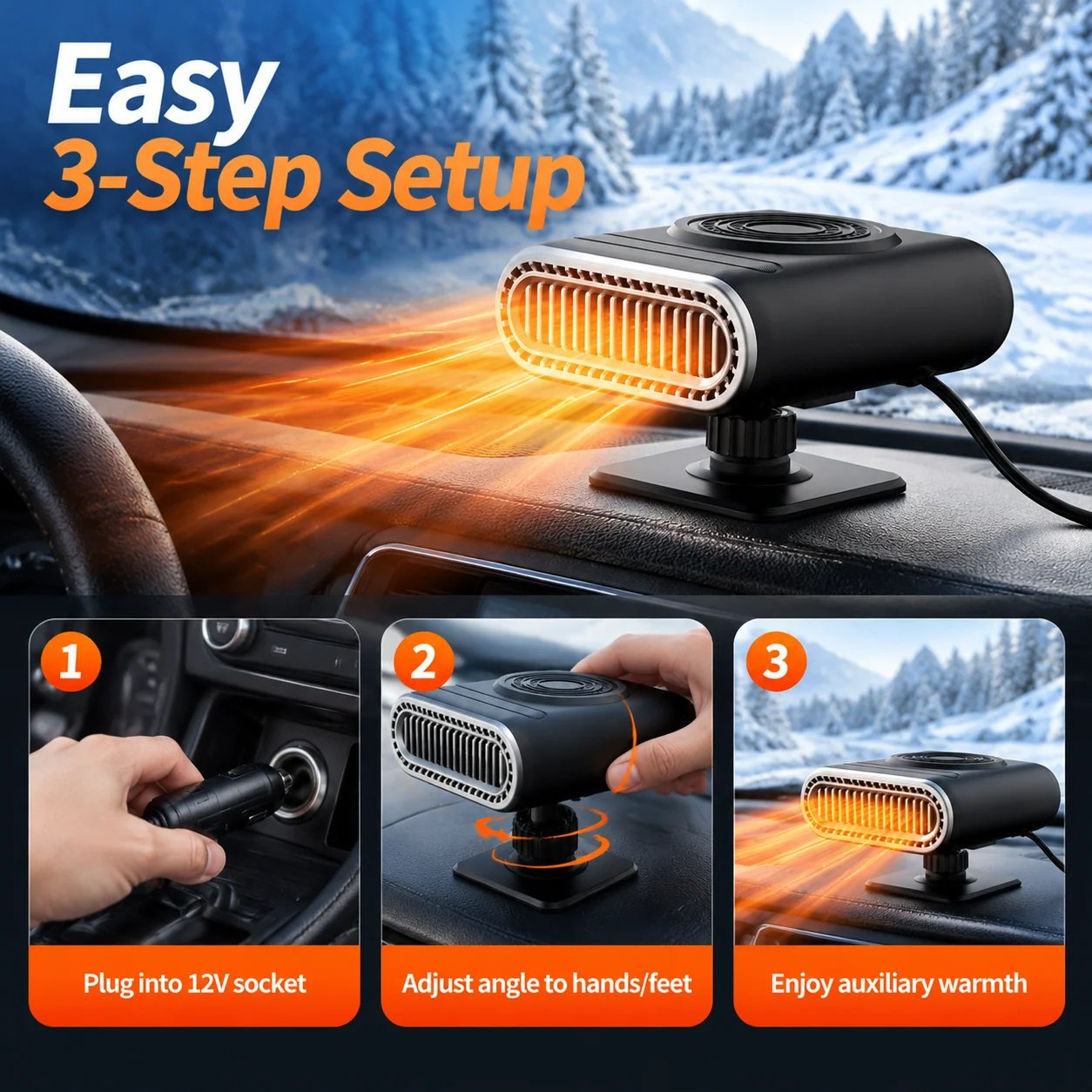 Limited Time Promotion 50% OFF-2-in-1 Portable Car Heater and Windshield Defroster
