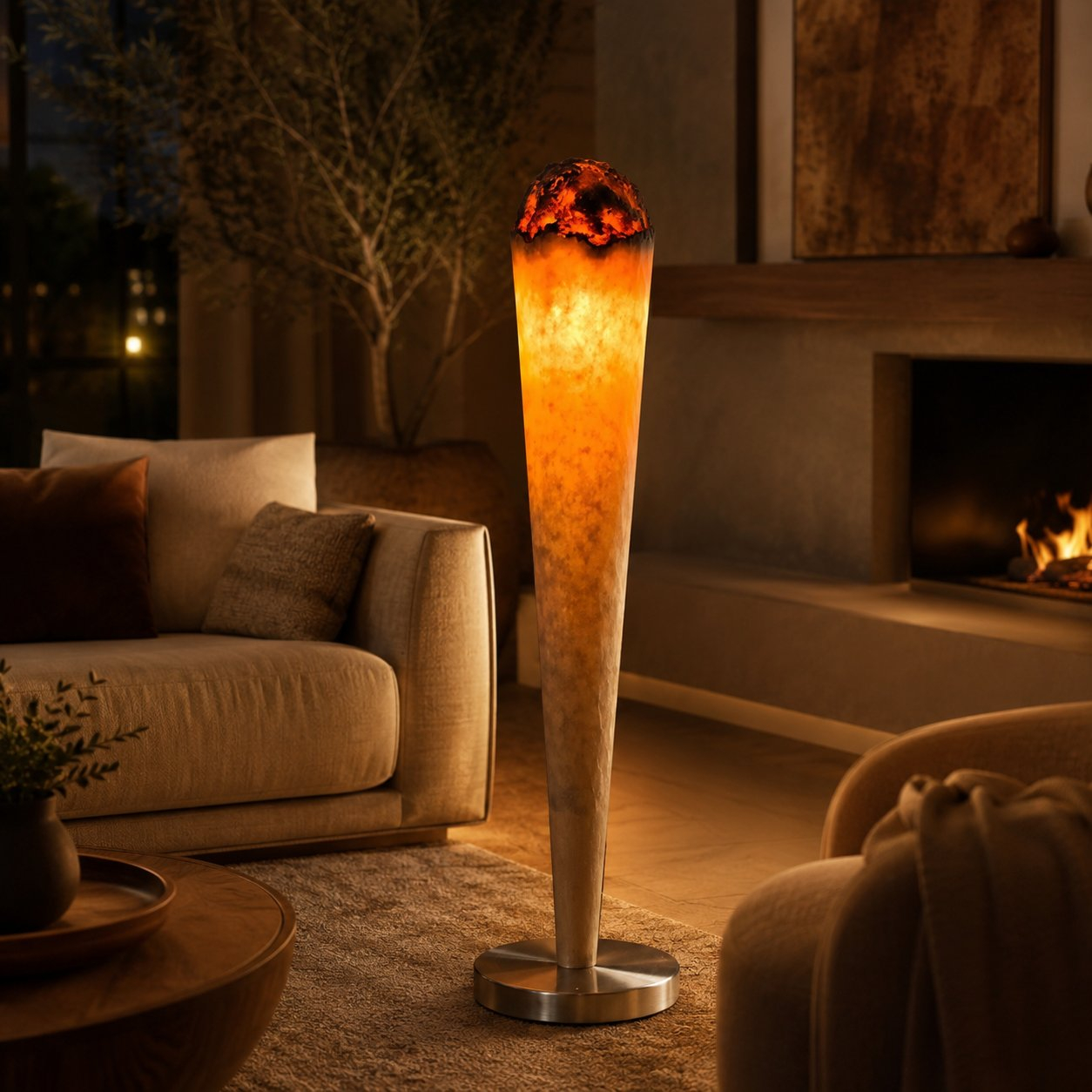 🔥 Giant Burning Cone Floor Lamp