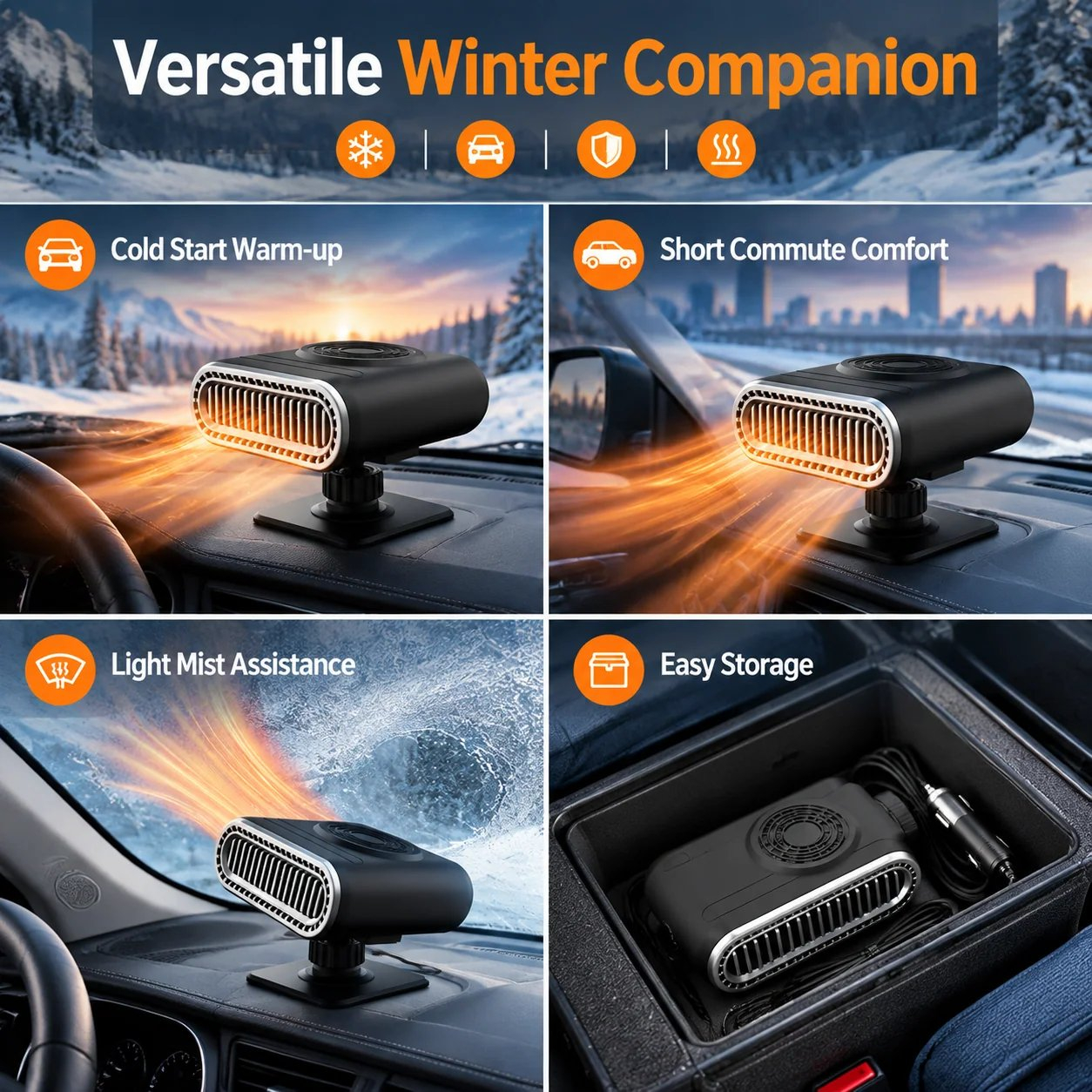Limited Time Promotion 50% OFF-2-in-1 Portable Car Heater and Windshield Defroster